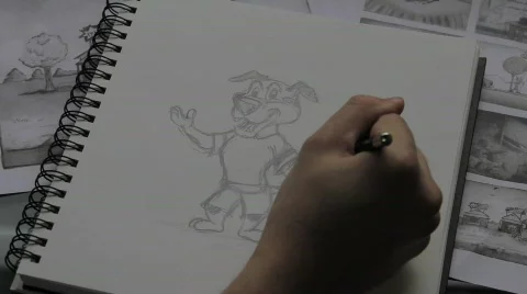 Hand Sketching Stock Footage