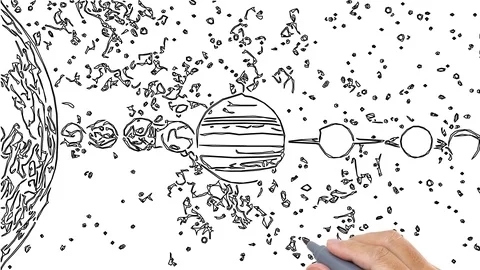 Hand sketching solar system animation Stock Footage 124328079