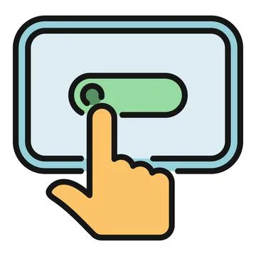 Hand sliding toggle switch on digital screen イラスト素材