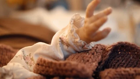 The hand of a small child moves Stock Footage 121271683