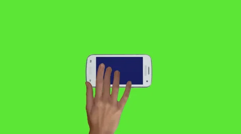 Hand on a smart phone CHROMA KEY. Green screen. Stock Footage 33649711
