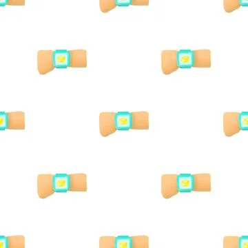 Hand with smart watch and message pattern seamless vector Stock Illustration