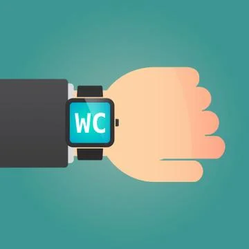 Hand with a smart watch and    the text WC Stock Illustration