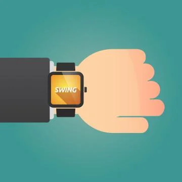 Hand with a smart watch and    the text SWING Stock Illustration