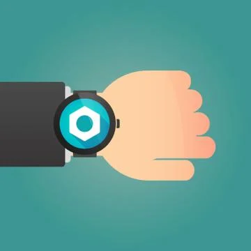 Hand with a smart watch displaying a nut Stock Illustration