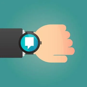 Hand with a smart watch displaying a tooltip Stock Illustration