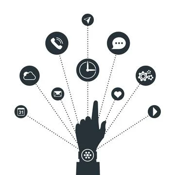 Hand with Smart Watch Stock Illustration