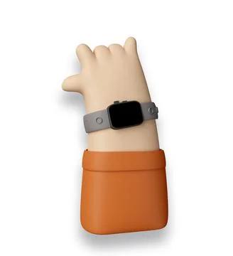 Hand with smart watch isolated on white background, 3d illustration. Stock Illustration