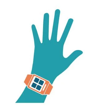 Hand with smart watch technology Stock Illustration