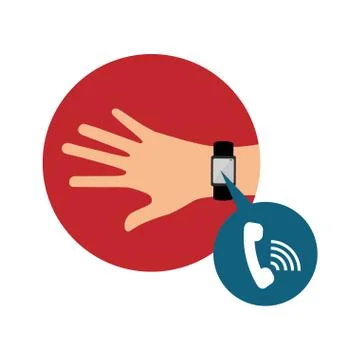 Hand with smart watch technology Stock Illustration