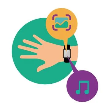 Hand with smart watch technology Stock Illustration