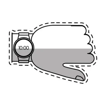 Hand with smart watch timer technology shadow Stock Illustration