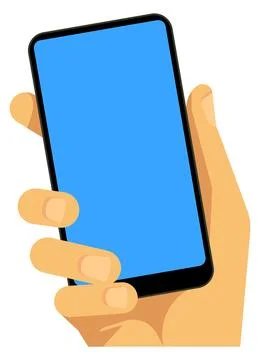 Hand with smartphone. Blank phone screen. App template Ilustração Stock