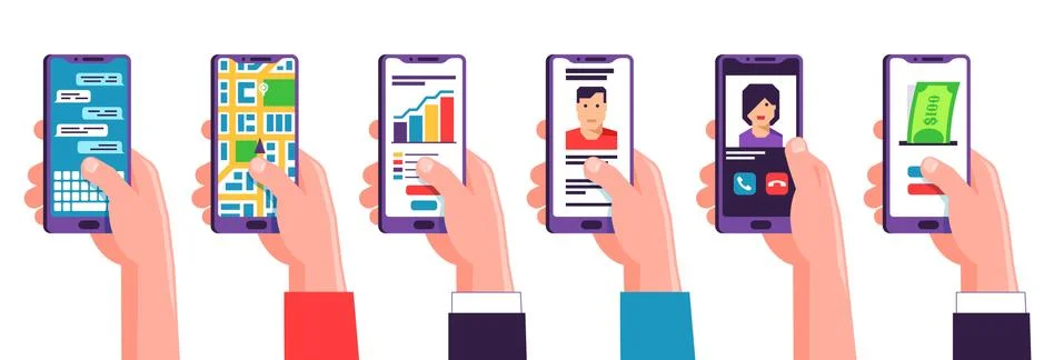 Hand with smartphone Stock Illustration