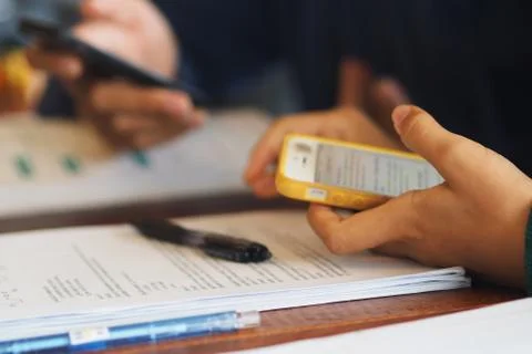Hand with smartphone Stock Photos