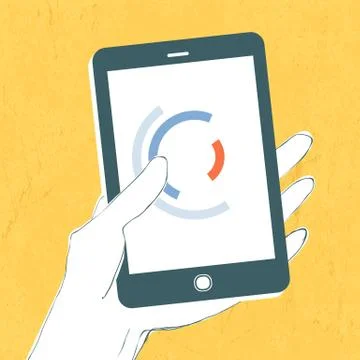 Hand with smartphone. vector Stock Illustration