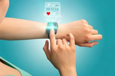 Hand smartwatch concept Stock Photos
