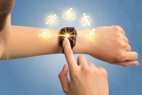 Hand with smartwatch. Stock-Fotos