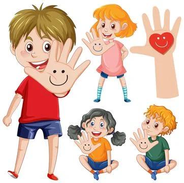 Hand with smile vector concept Stock Illustration