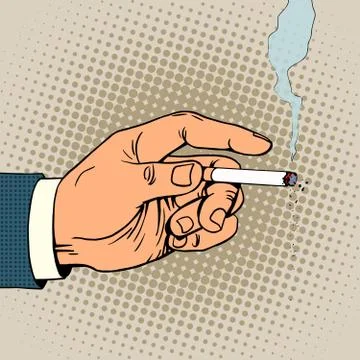 Hand with a smoking cigarette Stock Illustration