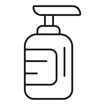 Hand soap dispenser bottle pump line icon Stock Illustration