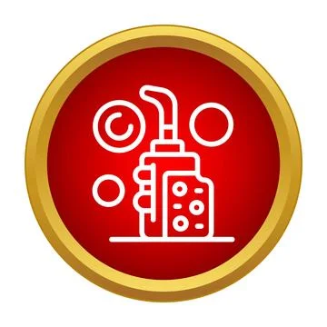 Hand soap dispenser pumping liquid in red circle icon Stock Illustration