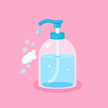 Hand Soap Dispenser with Soap Bubbles Cartoon Design Vector Illustration Stock Illustration