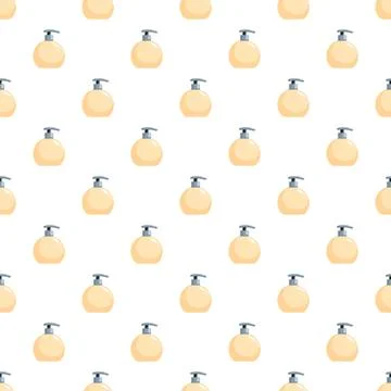 Hand soap pump dispenser seamless pattern creating hygiene background Stock Illustration