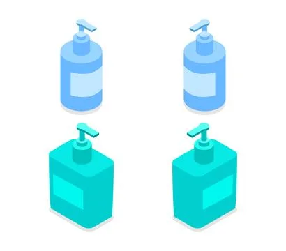 Hand soaps isometric illustrated on background Stock Illustration
