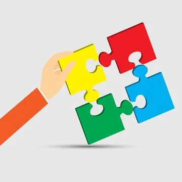 Hand solving puzzle Stock Illustration