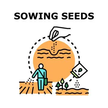 Hand sowing seeds for future growth and development Stock Illustration