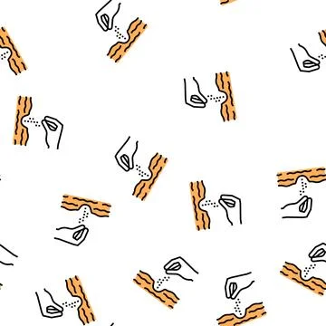 Hand sowing seeds in ground vector seamless pattern Stock Illustration