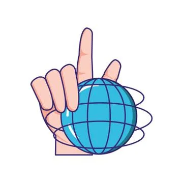 Hand with sphere planet browser Stock Illustration