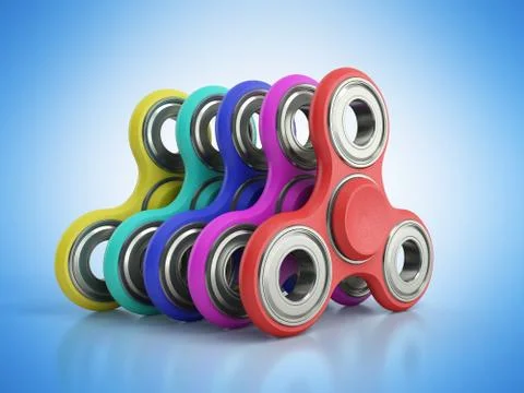 Hand Spiners 3d render on blue background Stock Illustration