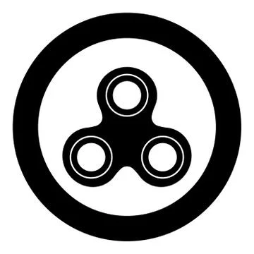 Hand spinner black icon in circle vector illustration isolated . Stock Illustration