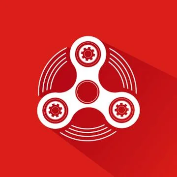 Hand Spinner Emblem with Red Background Stock Illustration