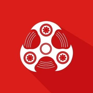 Hand Spinner Emblem with Red Background Stock Illustration