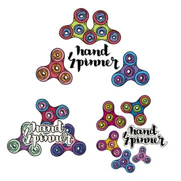 Hand spinner emblems. Stock Illustration