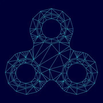 Hand spinner low poly triangulation triangulated polygonal electric cyan blue Stock Illustration