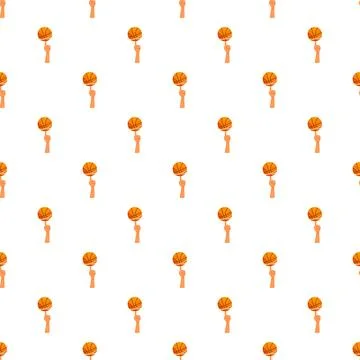 Hand spinning basketball seamless pattern showing skill 스톡 일러스트