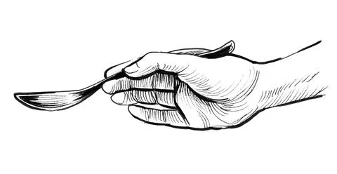 Hand with spoon Stock Illustration