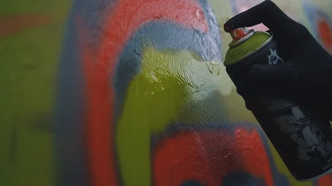A hand with a spray can Stock Footage 91343840