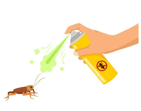 Hand Spraying Cockroach Stock Illustration