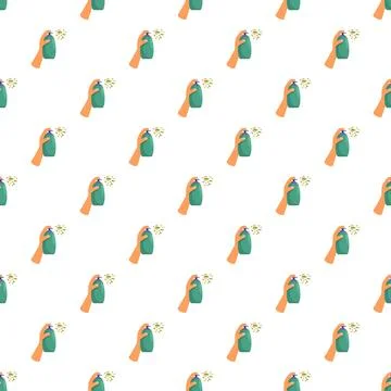 Hand spraying liquid from bottle seamless pattern Illustrazione stock