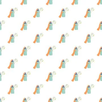 Hand spraying liquid from bottle seamless pattern 스톡 일러스트