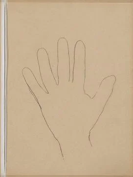 Hand with spread fingers. Page 15 from a sketchbook with 72 sheets. Copyri... Stock Photos
