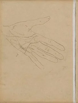 Hand with spread fingers. Page 40 from a sketchbook with 72 sheets. Copyri... Stock Photos