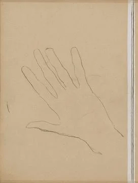 Hand with spread fingers. Page 42 From a sketchbook with 72 sheets. Copyri... Stock Photos