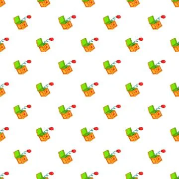 Hand on spring in box pattern, cartoon style Stock Illustration