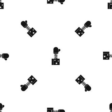 Hand on spring in box pattern seamless black Stock Illustration